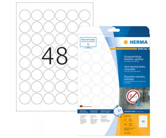 Eemaldatavad etiketid Herma - ringid, Ø 30mm, 20 lehte